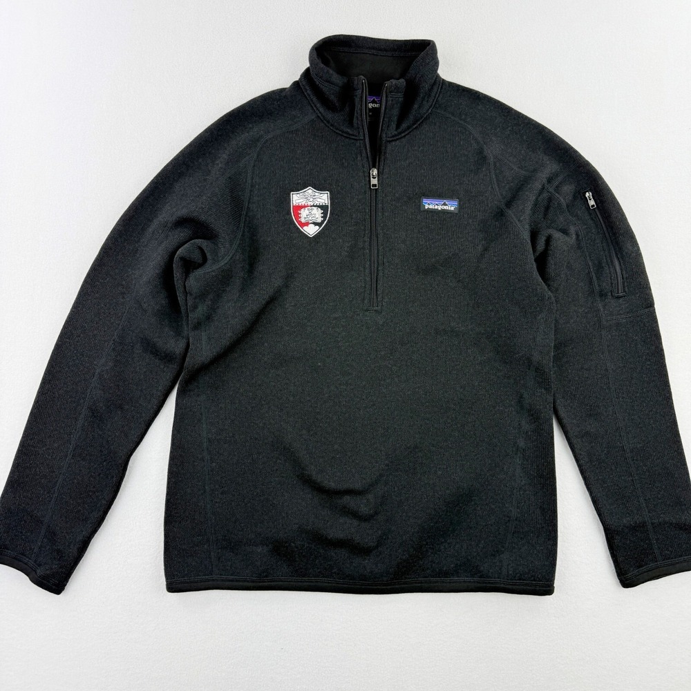 PATAGONIA‎ Better Sweater 1/4 Zip Fleece Size MEDIUM Womens Black 25618 * LOGO